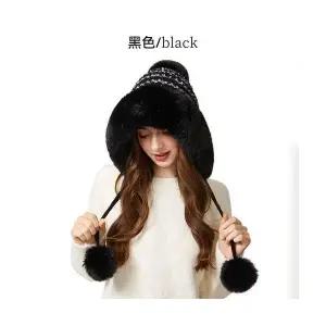 쉬헐크 패피 비니 겨울 빅 털 칼라 도톰 방울 방한모자 KKE4