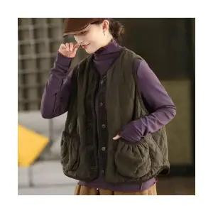 캐주얼조끼 여성 조끼 겨울 벨벳 린넨 도톰 패딩 민소매 아우터 admr4