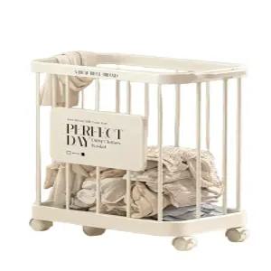 스텐 빨래바구니 북유럽 철제 트롤리 이동식 심플 가정용 바퀴