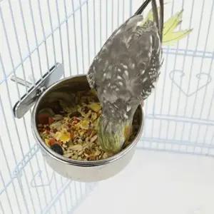 앵무새 새 모이통 물통 먹이통 거치 걸이 스텐 대형