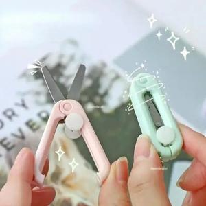 1개 미니 휴대용 접이식 가위 모란디 심플 종이 자르기 예술 도구 문구용 사무실 학교 용품