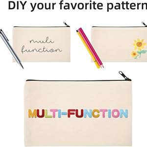 10개 블랭크 캔버스 지퍼 필통 대량 메이크업 가방 문구류 상자 DIY 공예 용품 사무실 및 학습용