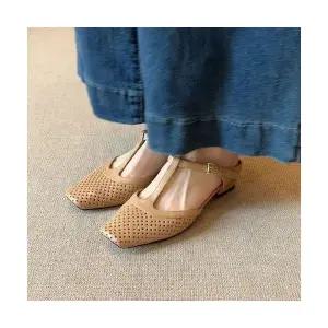 여자 스트랩 샌들 슈즈 라이트 럭셔리 봄여름 헤링본 레터링 빈티지 굽 메리제인 단화 BE5