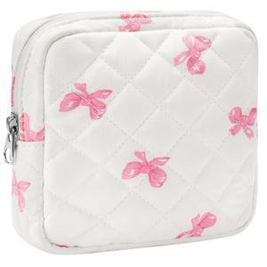 ZLFSRQ 지갑용 작은 퀼팅 메이크업 가방 미니 파우치 귀여운 여성용 코켓 지퍼 립스틱 여행 필수품 핑크