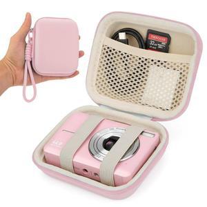 CVVD 디지털 카메라 케이스, KODAK PIXPRO FZ55 FZ45용 보호용 하드 EVA 쉘 가방, 캠코리, 캐논 파워샷 ELPH 180/IXUS, 소형 여행용 컴팩트 액세서리 홀더(핑크색)