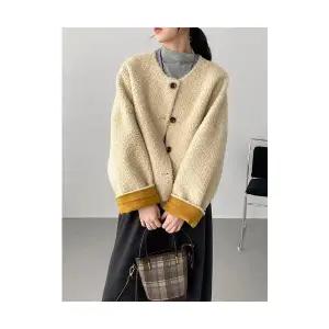 여성 테일러드 자켓 가을 겨울 빈티지 도톰한 부클 코트 오피스룩 상의 DUCHI4