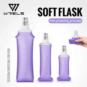 WRELS 접이식 물병 BPA 실리콘 접이식 소프트 플라스크 야외 스포츠 휴대용 물 가방 러닝 캠핑 물 가방