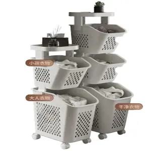 이동식 빨래 바구니 철제 세탁 트롤리 모던 대용량 빨래통