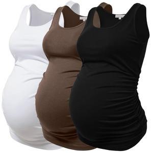 여성용 머티리얼 탱크톱스 루즈 슬리브리스 베이직 탑스 셔츠 조끼 임신