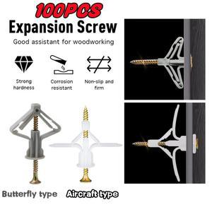 100pcs  파티션 벽 천장 석고 나사 플매트 카펫 러그 패스너 앵커 볼트 마른 벽에 대 한 나일론 나비비행기