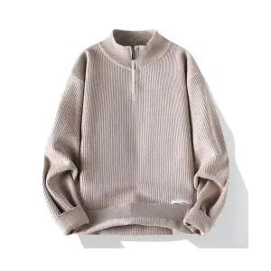 원더맨 남자 데일리룩 니트 터틀넥 반집업 추동 캐주얼 기모 카디건 KUK4