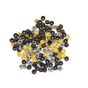 500Pcs 엔드 비드 캡 꽃 모양 실버 골드 구리 청동 톤 혼합 미니 소형 소형 맞는 4-5mm 비즈 쥬얼리 DIY 찾