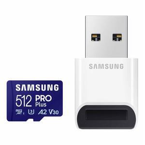 삼성 PRO 플러스 마이크로SD 메모리 카드 + 리더, 512GB MicroSDXC, 최대 180MB/s, 풀 HD 및 4K UHD, UHS-I, C10, U3, V30, 안드로이드 폰용 A2, 태블릿, GoPRO, DJI 드론용, MB-MD512SB /AM, 2023