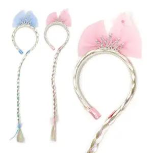 프린세스 리본 큐빅 왕관 헤어밴드 가발