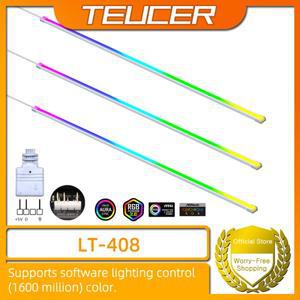 TEUCER 주소 지정 가능 ARGB PC 케이스 장식 조명 스트립 DIY 액세서리 용 5V 3Pin  고무 소재 레인보우 케