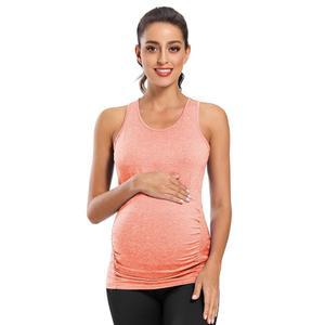 에코버스 여성용 임산부 탱크 탑 심리스 레이서백 민소매 운동 요가 임신 셔츠