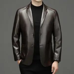 남자 정장 자켓 추동 캐주얼 리얼 가죽 코트 고급 비즈니스 방풍 보온 ST4