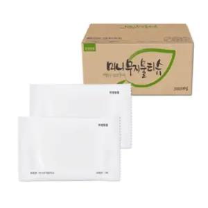 그린위생 최고급 원단 정제수 99% 식당용 업소용 미니 무지 일회용 물티슈_개별포장 1박스 2000개