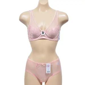 조끼형태 망사 레이스 플라워 패턴 B컵 브라팬티세트