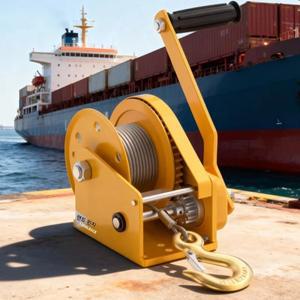 휴대용 1200lbs 수동 핸드 윈치 셀프 록킹 기어 크랭크 리프팅 호이스트 보트 트레일러 화물 견인용