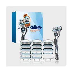 매장정품 GILLETTE 2024 스킨텍 매뉴얼 면도기 핸들1 + 면도날 12입