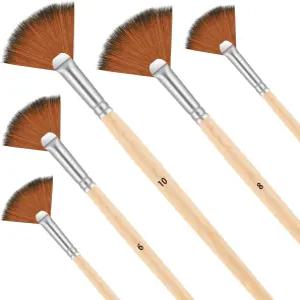 그림을 위한 다메호 팬 브러시 5개의 아티스트 페인트 전문가용 방적 나일론 헤어 페인팅 긴 나무 손잡이