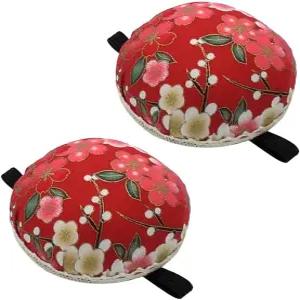 손목 재봉용 핀 쿠션 2팩 홀더 DIY 핸드크래프트 재봉틀 홈용 빈티지 프린트 패브릭 (빨간색)