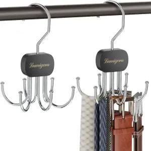 옷장용 벨트 정리함 2PCS 타이 랙 행거 남성용 넥타이 후크 브라 탱크톱 스카프 모자 지갑 블랙