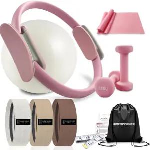 가정용 운동용 필라테스 장비 키트 링 및 볼 세트 2.2파운드 *2 덤벨 패브릭 저항 밴드 줄자 가방 여성