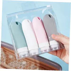 실리콘 공병 세트 휴대용 화장품 소분 용기 여행 샴푸 크림 보관 투명 뚜껑 누름식