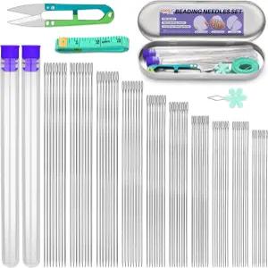 UOOU 102개의 구슬 바늘 보석 제작용 자수 10-12개의 엑스트라 스트레이트 파인 시드