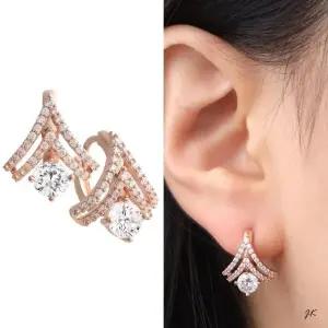 선물 큐빅 귀걸이 로즈 진주 회사원 14K 골 (WFJ59XP)