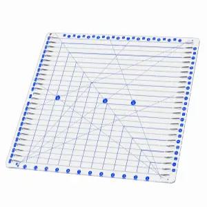 퀼팅 자 및 재봉용 슬롯형 아크릴 12.5 x 24개 미끄럼 방지 실리콘 그립으로 정확한 원단 재단 블루 화이트