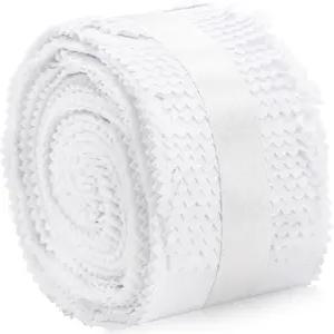 아크시오 50피스 젤리 원단 스트립 퀼팅 롤 43 x 2.4 인치 화이트 면 패치워크 솔리드 컬러 재봉 담요 러그