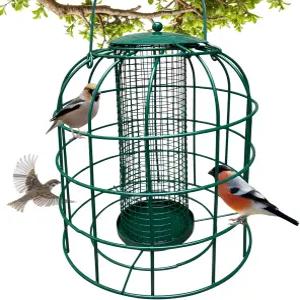 가든 구루 다람쥐 방지 새 모이통 u2013 작은 야생 조류를 위한 야외 케이지 메쉬 씨앗 땅콩 매달기