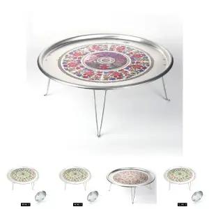 밥상 다과상 술상 찻상 옛날 양은 밥상 교자상 62CM/접이식/테이블/식탁/좌식/원형/티테이블/보조/1인용