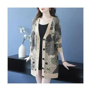 여자 롱 가디건 카디건 빅사이즈 퍼 니트 하프 가을 겨울 아우터 ST4