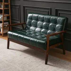 단추소파 엔틱 2인 카페 인조가죽 양복점 원목 쇼파