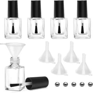 브러시 캡 깔때기와 믹싱 볼이 포함된 AHIER 빈 매니큐어 클리어 병(7ml 5p)