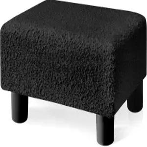 브라이언 대니 작은 발 의자 오스만 다리가 있는 거실 침실 및 사무실을 위한 테디 벨벳 받침대 블랙