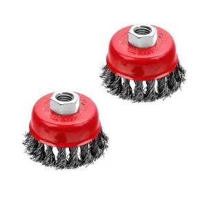 미킬리키엔 2개 2.5인치 와이어 컵 브러시 4개 1/2 앵글 그라인더용 휠 5인치/8인치 -11 나사산 중세척