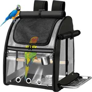 파괴되지 않는 스테인리스 스틸 메쉬가 있는 SUERTREE 버드 캐리어 백 스탠드가 트래블 케이지 청소하기