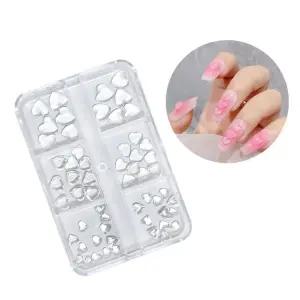 네일아트 얼음처럼 투명한 통통하트 스톤 60p 세트파츠 레진 유리알 대용량 믹스 언포일