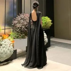 여성 프렌치 블랙 백 원피스 파티 드레스 바캉스 롱스커트 G01Z1S OP1