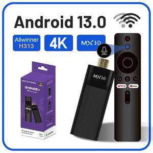 스마트 호환 TV 스틱 안드로이드 13.0 셋톱 박스 MX10 F3 프로 음성 제어 리모컨 포함 공장  2GB 16GB 2024