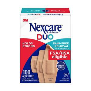 넥스케어 듀오 붕대 없는 제거 강력한 접착 24시간 동안 착용 패브릭 구조 100팩 다양한 사이즈