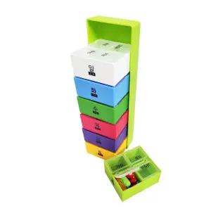 헬로제인 휴대용 약통 (무지개 4칸 일주일) 약보관함 약함 약케이스 알약통 용알 용약통 포켓