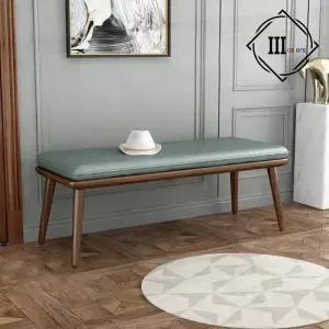 벤치의자 그린 가죽 벤치 스툴 현관 대기 의자 2인 원목