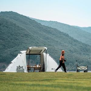 모비 가든 캠핑 터널 텐트 3-4인용 대형 공간 2개 침실 야외 하이킹 여행 150D 방수 9.8 ㎡