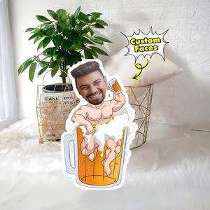 사용자 맞춤형 사진 맥주 모양 재미있는 얼굴 베개 및 애완동물 적합 쿠션, 크리스마스, 추수감사절, 발렌타인데이에